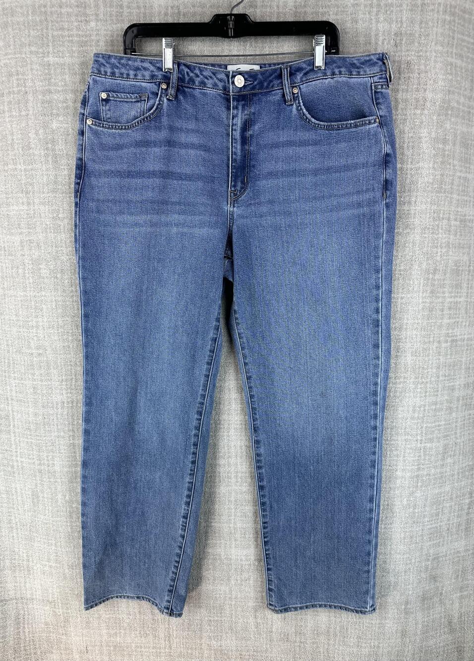 Seven7 Jeans Womens 14 Blue Loose Straight Relaxed Fit Stretch Medium Wash